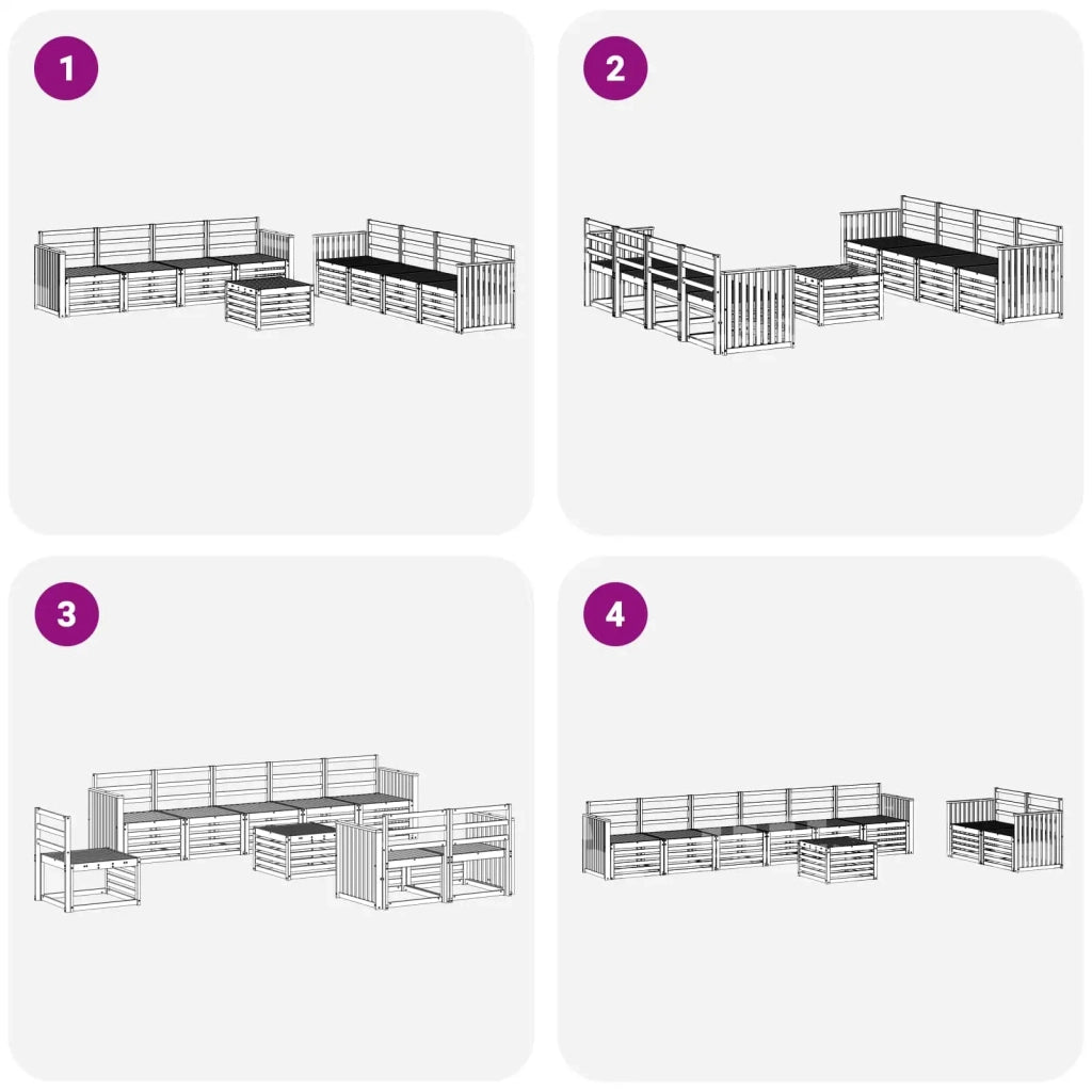 Set divani 9 pcs Naturale Legno di Acacia Massello 3374564