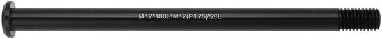 Asse di forcella in lega di alluminio 180 mm compatibile con Shimano E-THRU Boost - Asse di forcella - Lunghezza del cavo 20 mm - M12 x 1,75 - Regolazione semplice - Asse di forcella per bicicletta