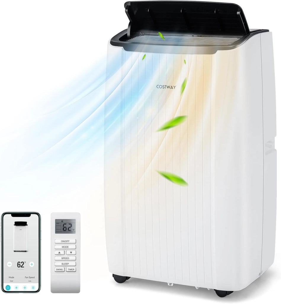 Condizionatore Portatile Caldo e Freddo, 14000BTU/4kW, 6 in 1 Con Raffreddamento, Riscaldamento, Ventola, Deumidificazione, Modalità Notturna e WiFi, 24H Timer, R290 (14000, BTU)