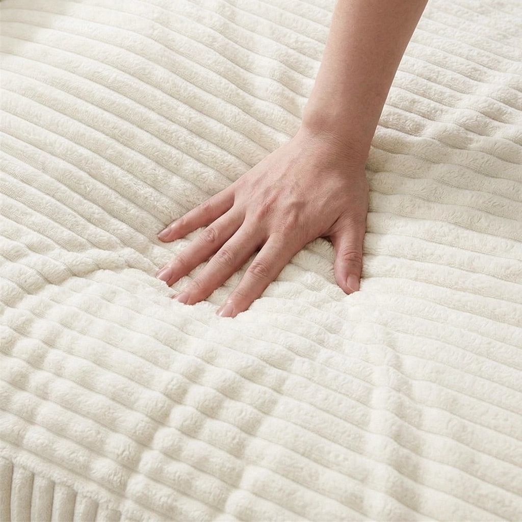 Divano ad angolo, divano a L, con poltrona reclinabile a destra, design modulare, 4 cuscini, pronto all’uso, beige