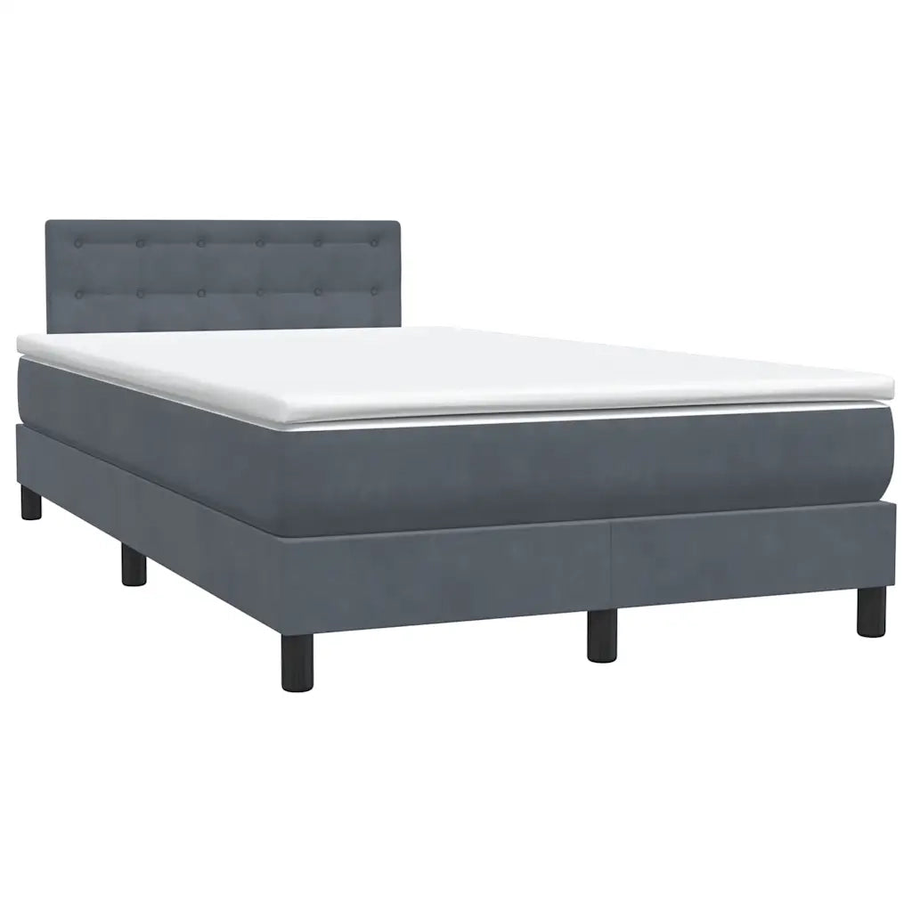 Giroletto a Molle con Materasso Grigio Scuro 120x220 cm Velluto 3316636