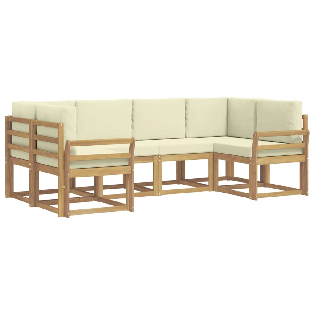 Set di divani da esterno con cuscino 6 pcs Bianco e Crema