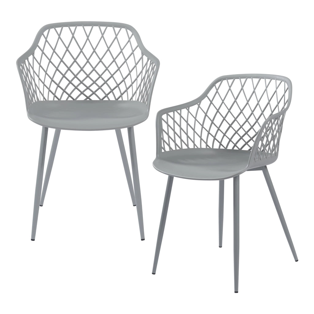 Set Kangasniemi di 2 Sedie da Sala Schienale a Rete - Grigio chiaro [en.casa]