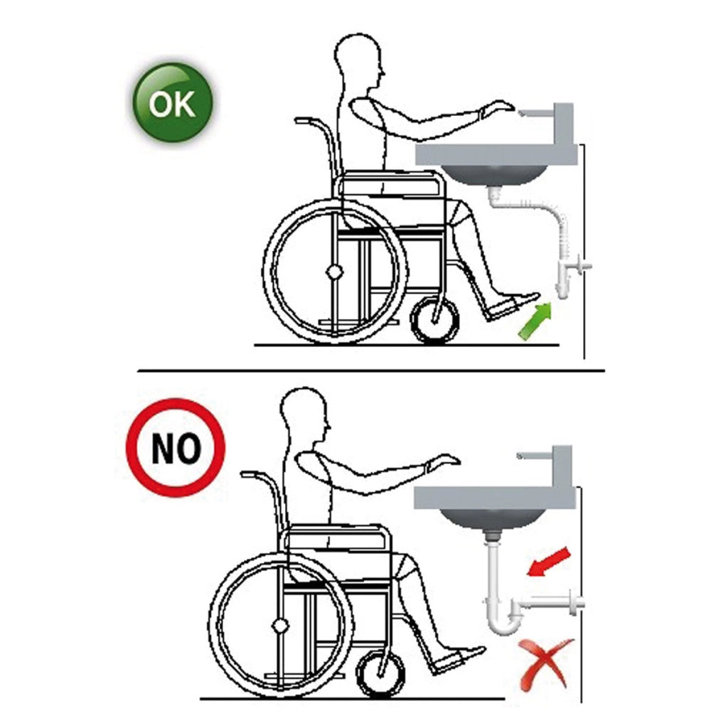SIFONE PER LAVABO Spazio 1 Disabili con griglia non tappabile 40 mm lira