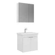 Set mobile lavabo con specchio (2 pezzi) "Desna 60" - 60 x 45 x 58 cm - Bianco opaco
