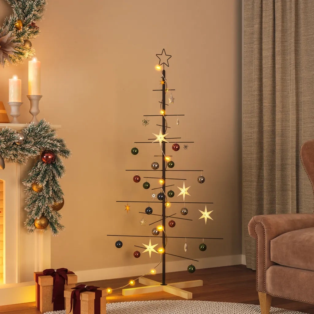 Albero di Natale in Metallo con Base in Legno Nero 150 cmcod mxl 122421