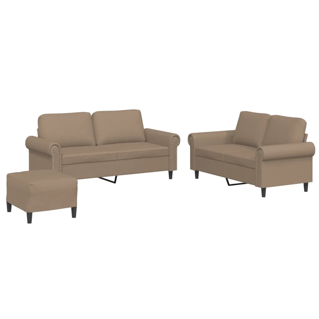 Set di Divani 3 pz con Cuscini cappuccino in Similpelle 3202159