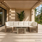 Set Divano da Giardino 8 pz Beige e Bianco Crema polyrattan 3437217