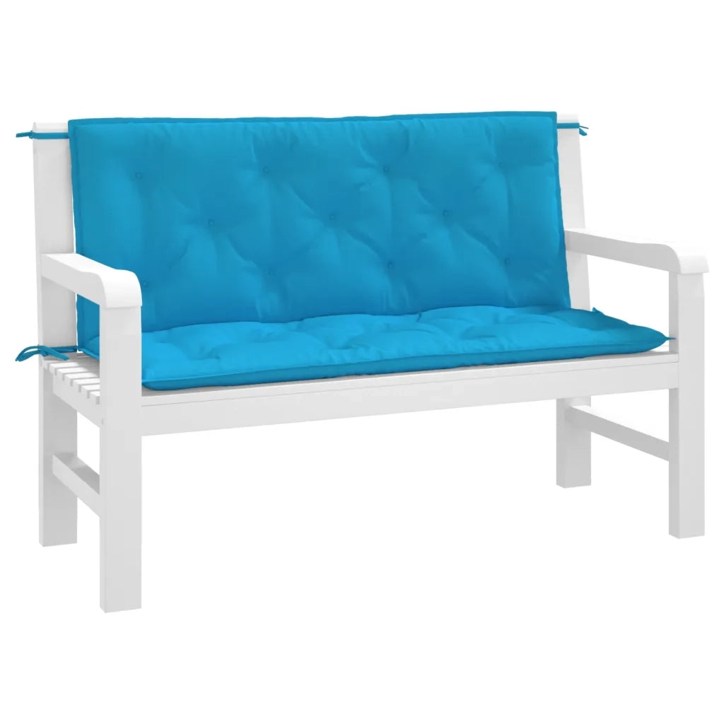 Cuscini per Panca 2 pz-Set di 2 Cuscini per panchina Azzurri 120x50x7cm in Tessuto Oxford
