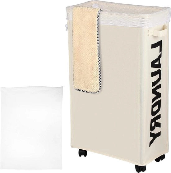 Aspirapolvere pieghevole con sacchetto di pulizia rimovibile e ruote, 62 litri, beige