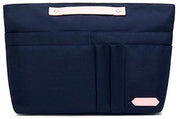 Organizzatore per borsa, organizzatore leggero con più tasche, organizzatore borsa impermeabile in nylon (blu marino, grande)