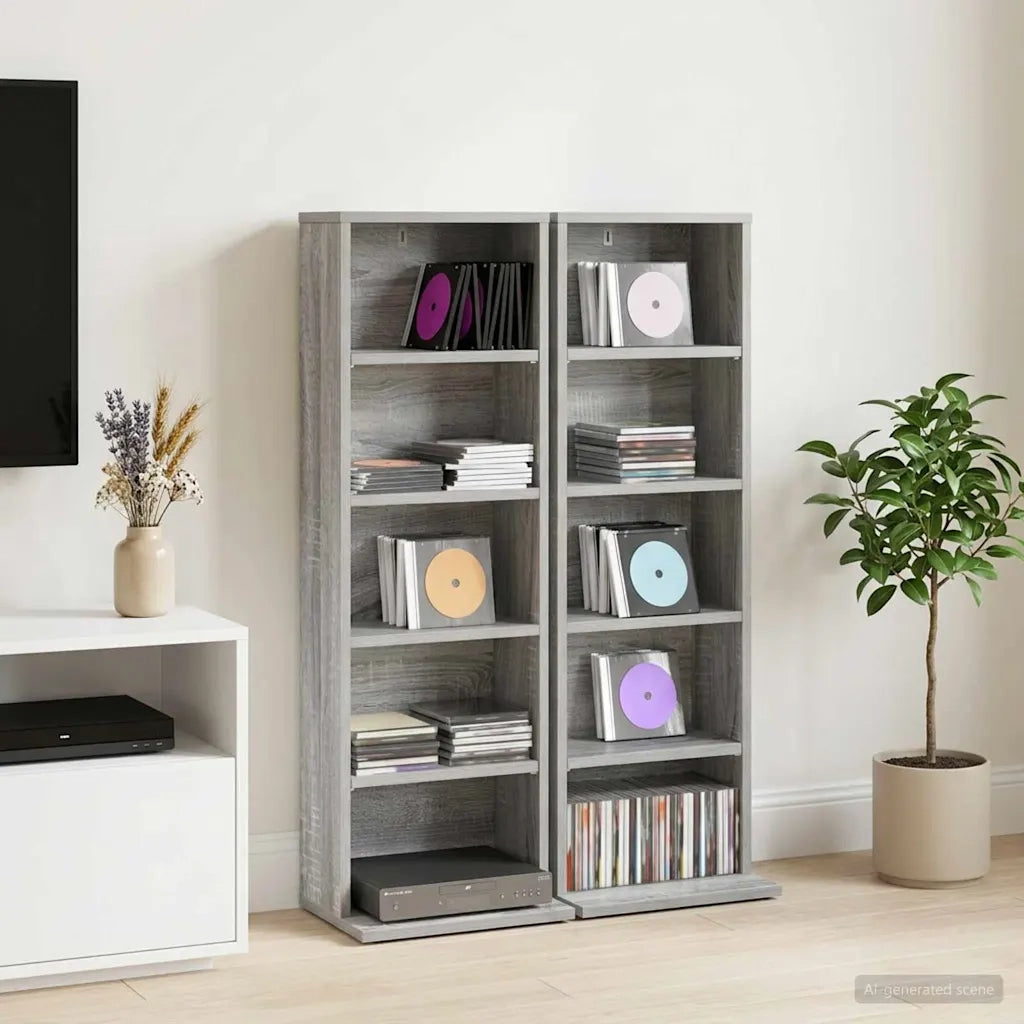Mobile per CD 2 pz Sonoma grigio 33 x 23,5 x 97,5 cm 8012701