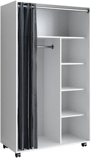 Armadio multifunzione Doros, Bianco, 100 x 168 cm Con rulli, per la conservazione flessibile di abbigliamento e accessori