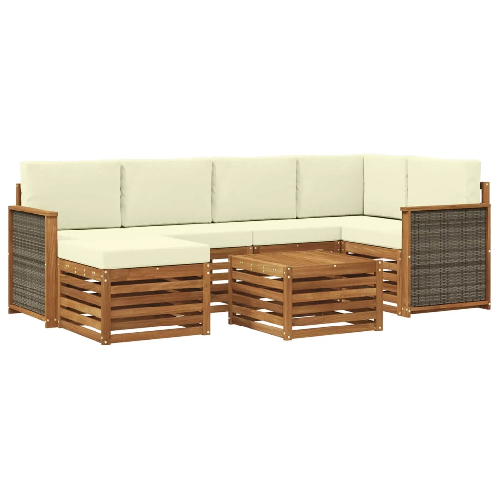 Set divano sezionale con cuscino 6 pcs Naturale e Crema 3384586