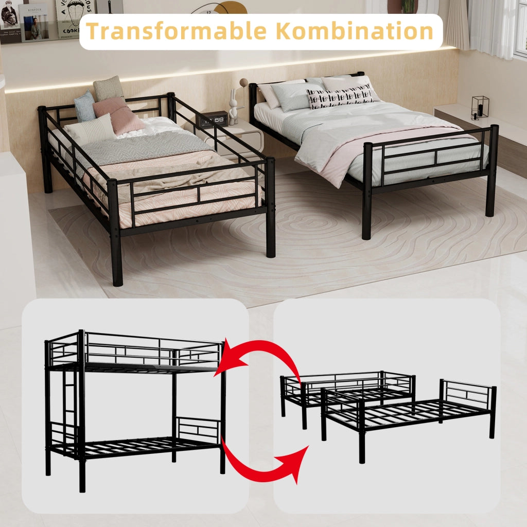 Letto a castello per bambini funzione convertibile in ferro nero 97;8x196;6 cm