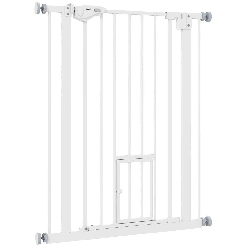 Cancelletto per Cani con Porta ¨C Zephmum ¨C Bianco 74-80x91.4cm