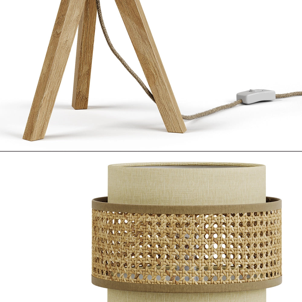 Vicco Lampada da tavolo Rattan/crema 26 x 45 cm con supporto