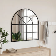Specchio da Parete-Specchio a Muro-Specchio Decorativo Nero 80x80 cm Arco in Ferro