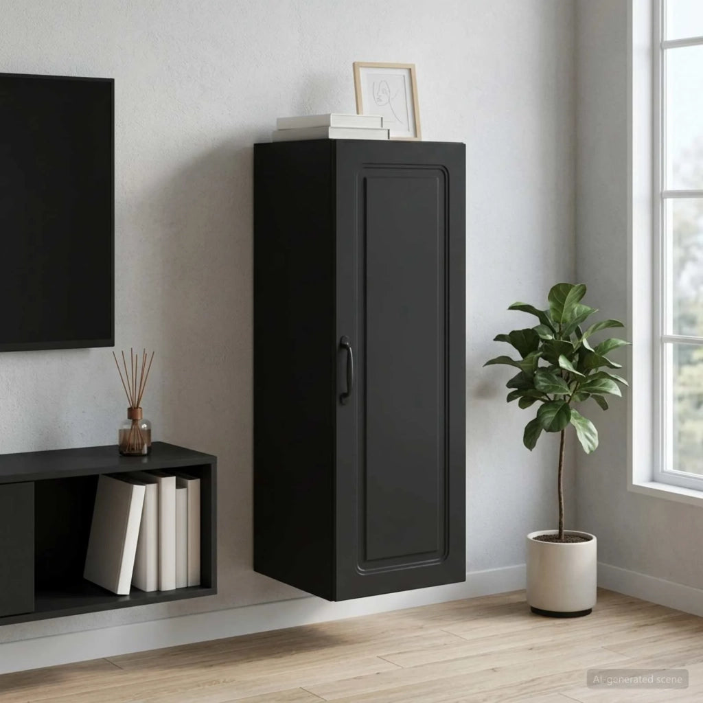 Mobiletto a muro Nero 33 x 34,5 x 90 cm Legno ingegnerizzato 899266