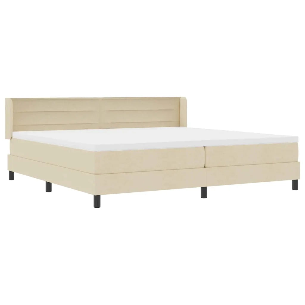 Letto a molle con materasso Crema 200 x 200 cm Tessuto 3341067