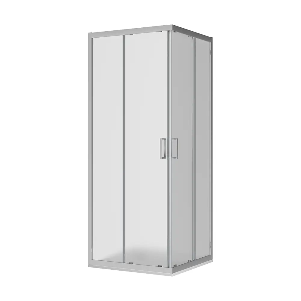 Box doccia 80x80 cm con apertura angolare due ante scorrevoli in cristallo opaco | Java