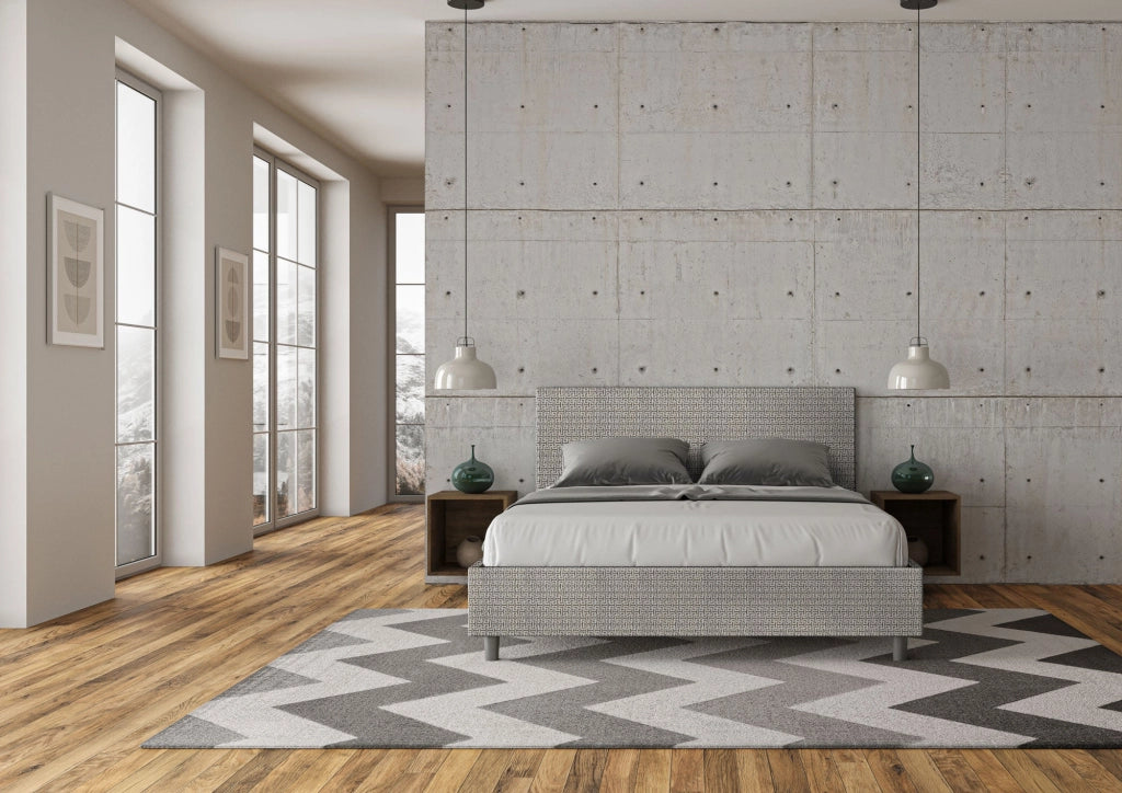 Letto Matrimoniale 160x200 cm con Rete Adele Labirinto 02 Grigio