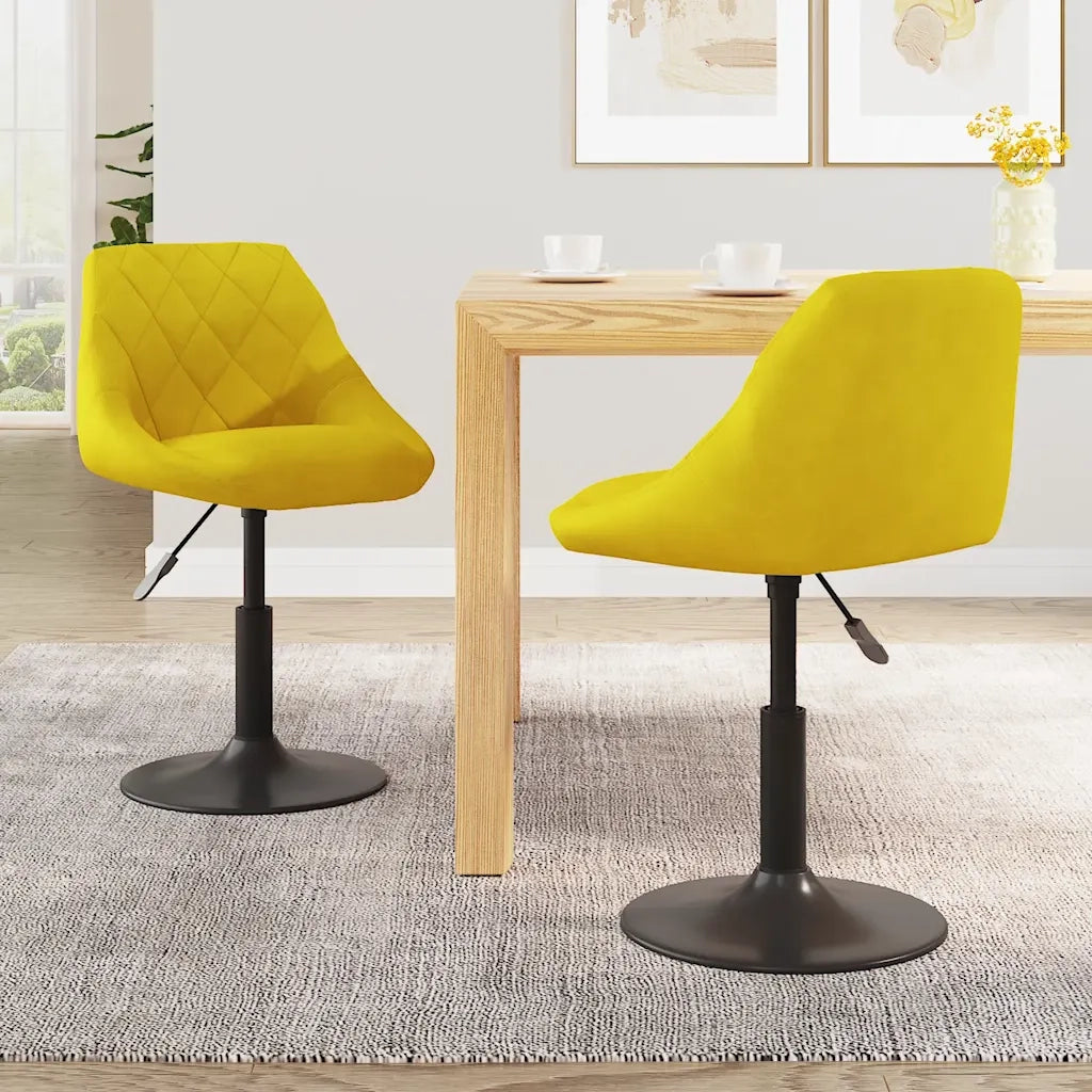 vidaXL Sedie da Pranzo Girevoli 2 pz Giallo Senape in Velluto