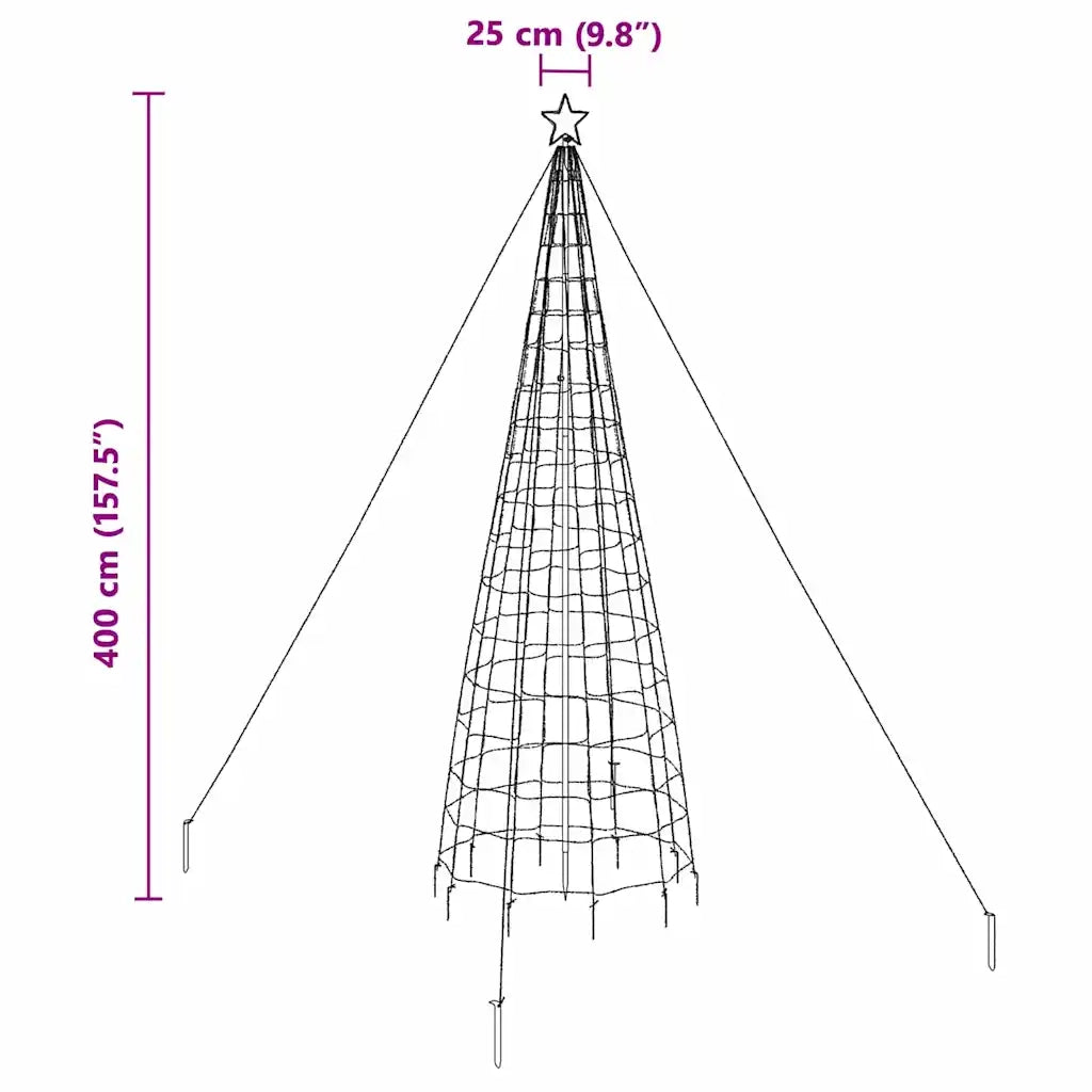 Albero di Natale LED con picchetti per il terreno 400 cm Ferro 42018755