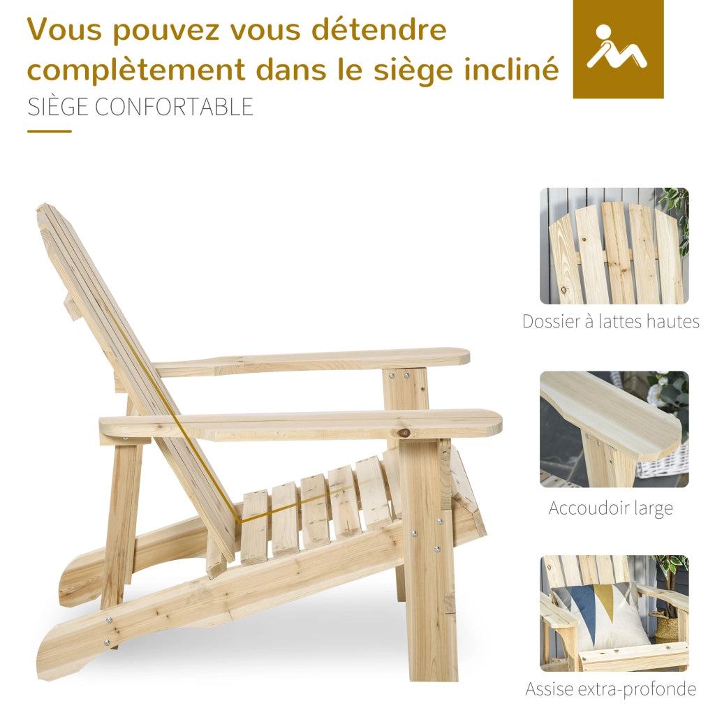 Poltrona Adirondack Giardino ¨C zephmum ¨C Legno Massello 78x89x88 cm