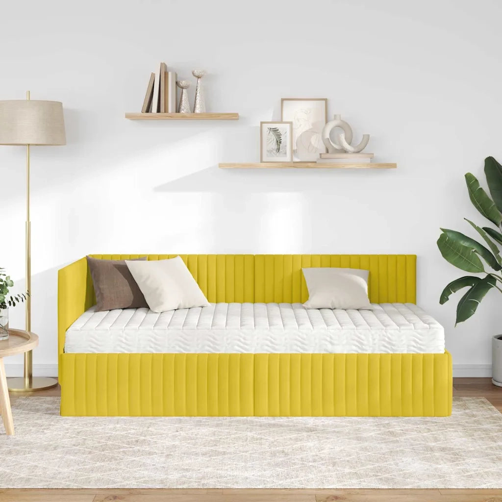 Struttura Letto Angolare con Materasso 2 pz-Giroletto con materasso Giallo Velluto 528899