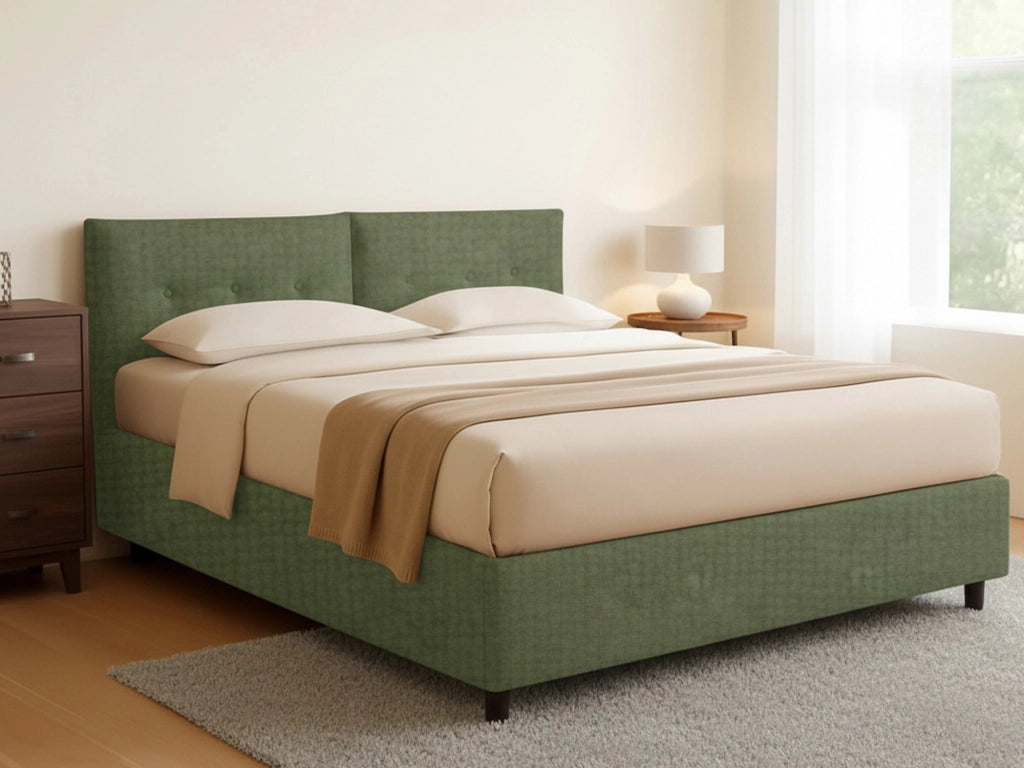 Leeds, Letto Piazza e Mezza Sfoderabile Made in Italy, Verde