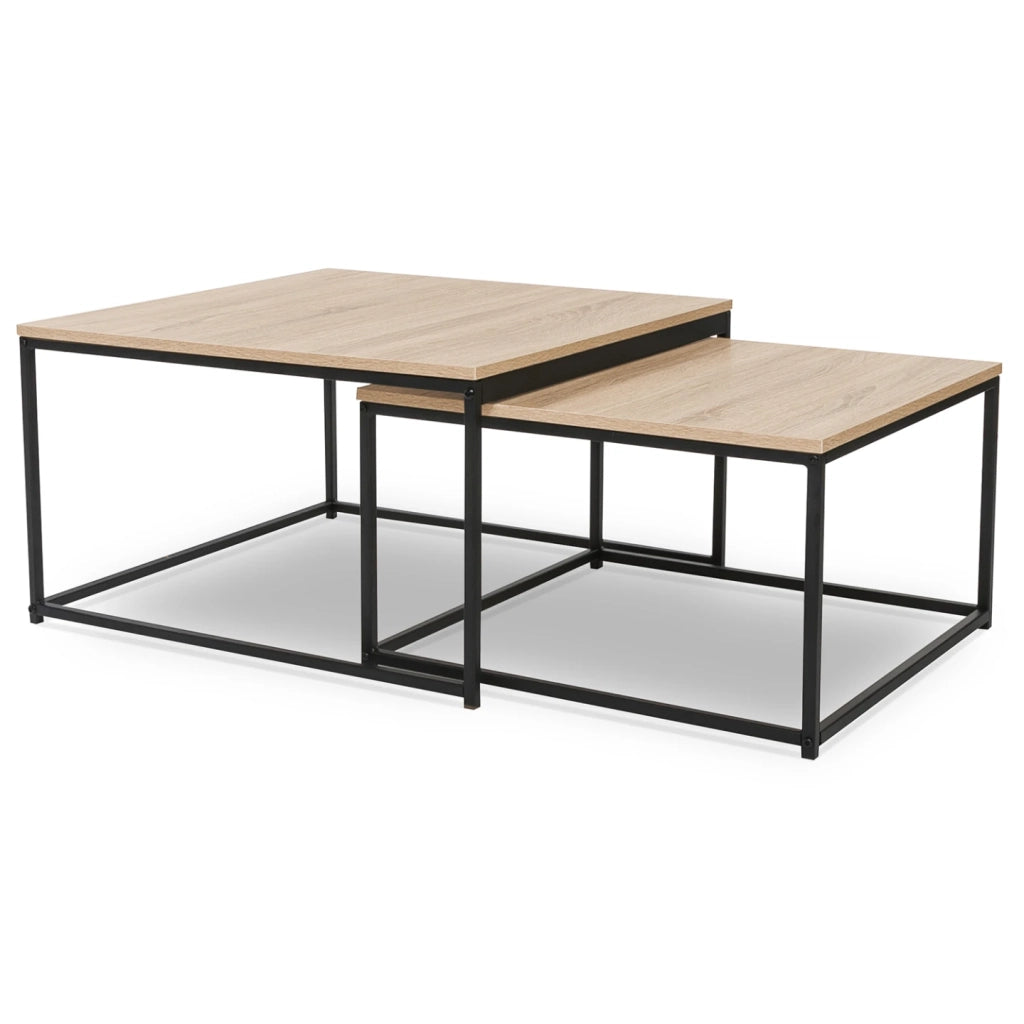 IDMarket - Set di 2 tavoli bassi impilabili DETROIT 60/70 design industriale