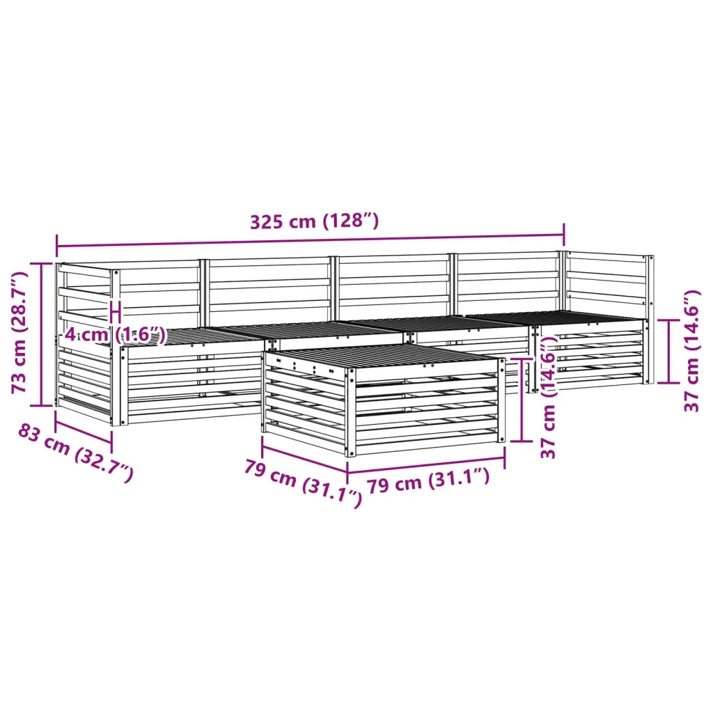Set di divani da esterno 5 pcs Naturale