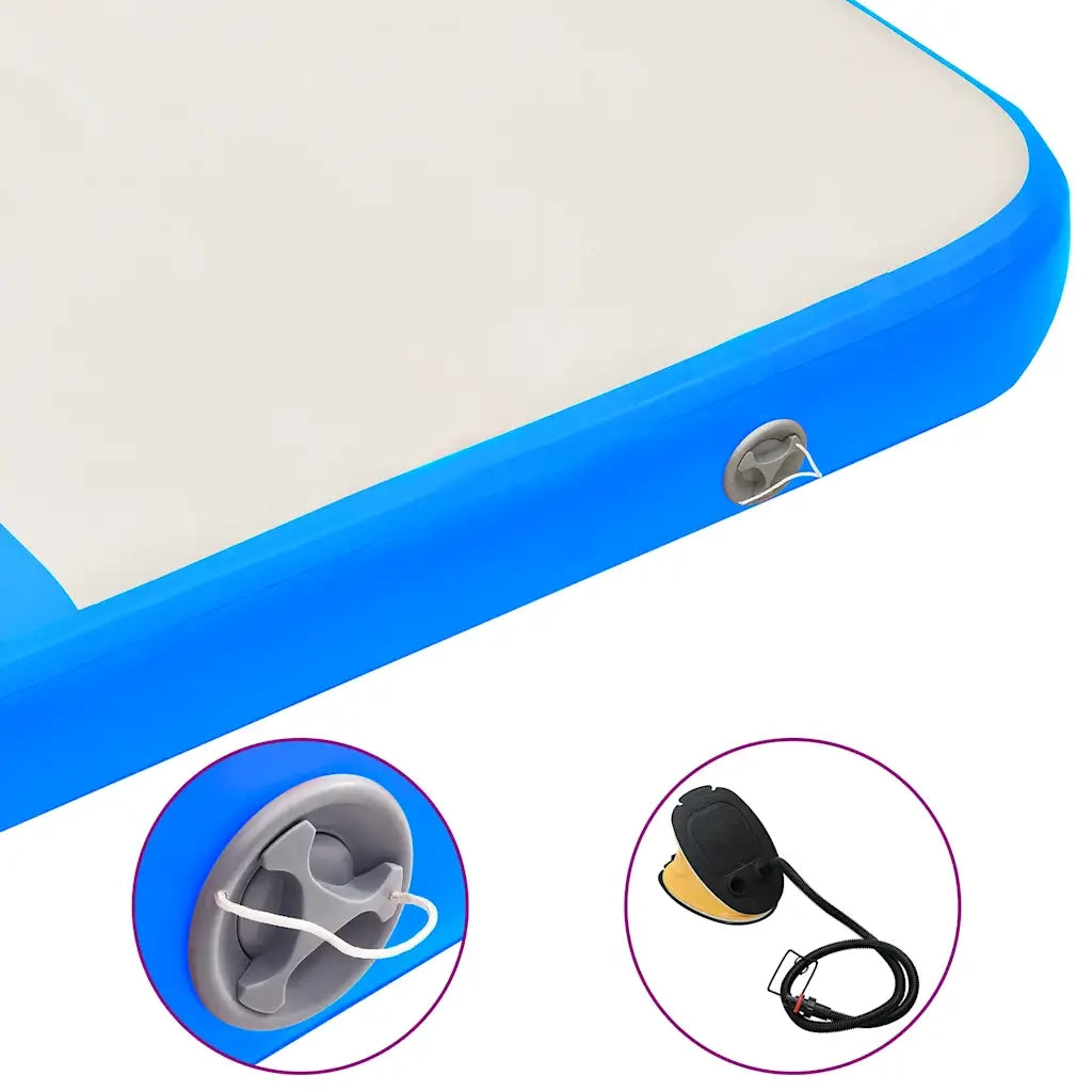 Tappetino Ginnastica Gonfiabile con Pompa 200x200x10 cm PVC Blu 92695