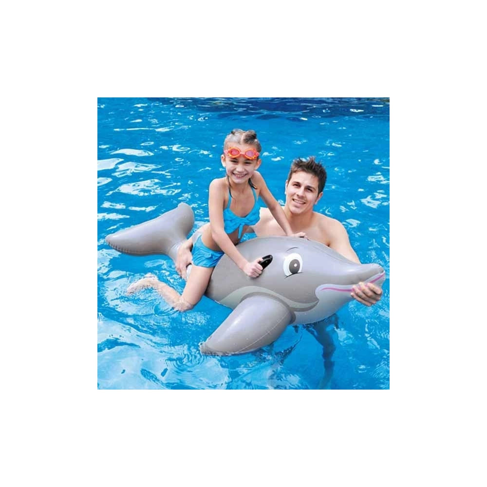 Trade Shop - Delfino Gonfiabile Galleggiante Con Maniglie 152x90cm In Pvc Resistente -