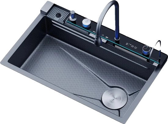Piastra di scarico multifunzionale - Lavandino da cucina - Piastra di scarico multifunzionale - Cassetta di scarico a cascata - Inclusi accessori - 75x45cm