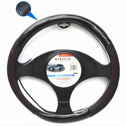 Trade Shop - Coprivolante Per Auto Fodera Antiscivolo Sterzo Universale 38cm Nero Rosso Cv-17 -