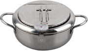 Pentola da Cucina 20 cm - Acciaio Inossidabile - Pentola per Tempura - Fornello Induzione/Gas - Regolazione di Temperatura Controllata - Uso Domestico - Frittura