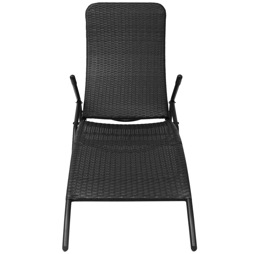 Lettino prendisole sedia a sdraio lettino prendisole letto da giardino mobili da giardino mobili da esterno pieghevoli rattan sintetico nero 02_0012895