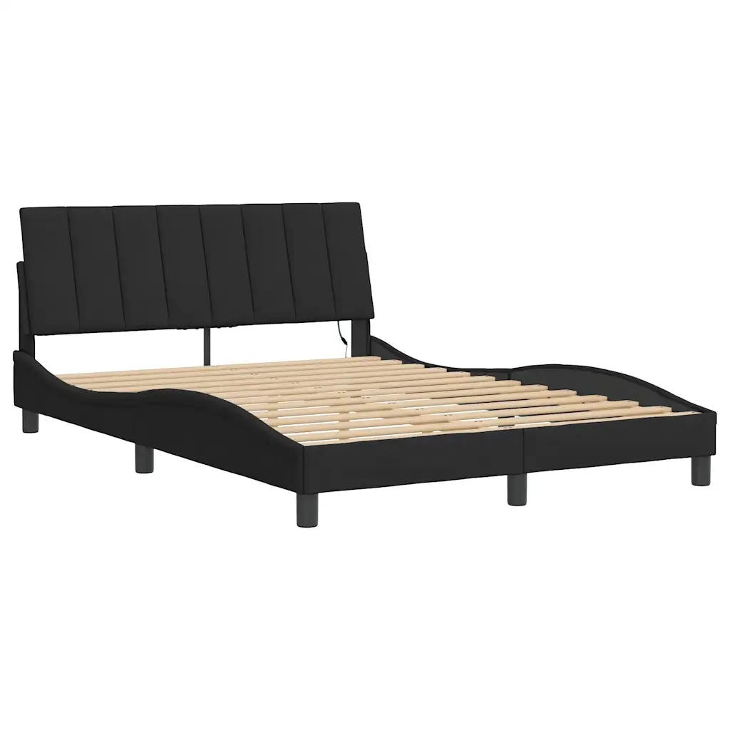 Giroletto con LED senza Materasso Hanko Nero 140x190 cm in Velluto