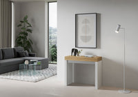 Consolle Allungabile 90-196x40x77 cm in Nobilitato Marrone e Bianco