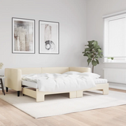 Divano Letto Estraibile con Materassi Crema 90x200 cm Tessuto 3196600