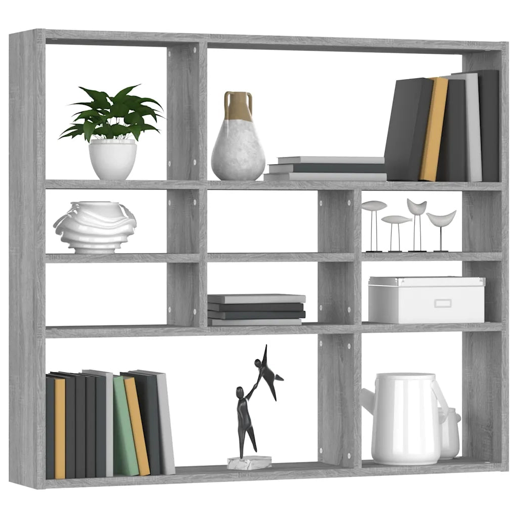 Mensola a Muro | Mensola a parete Grigio Sonoma 90x16x78 cm in Legno Multistrato