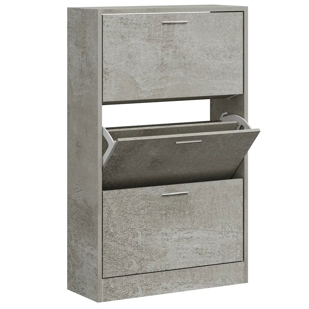 Scarpiera Grigio Cemento 63x24x103 cm in Legno Multistrato