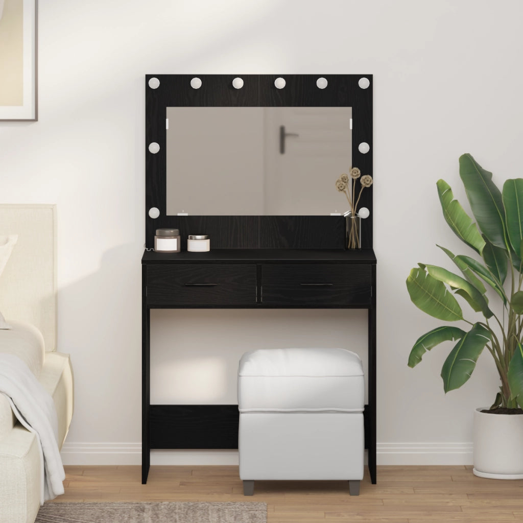 Toilette  con luci LED in Rovere Nero 78,5x41x135 cm