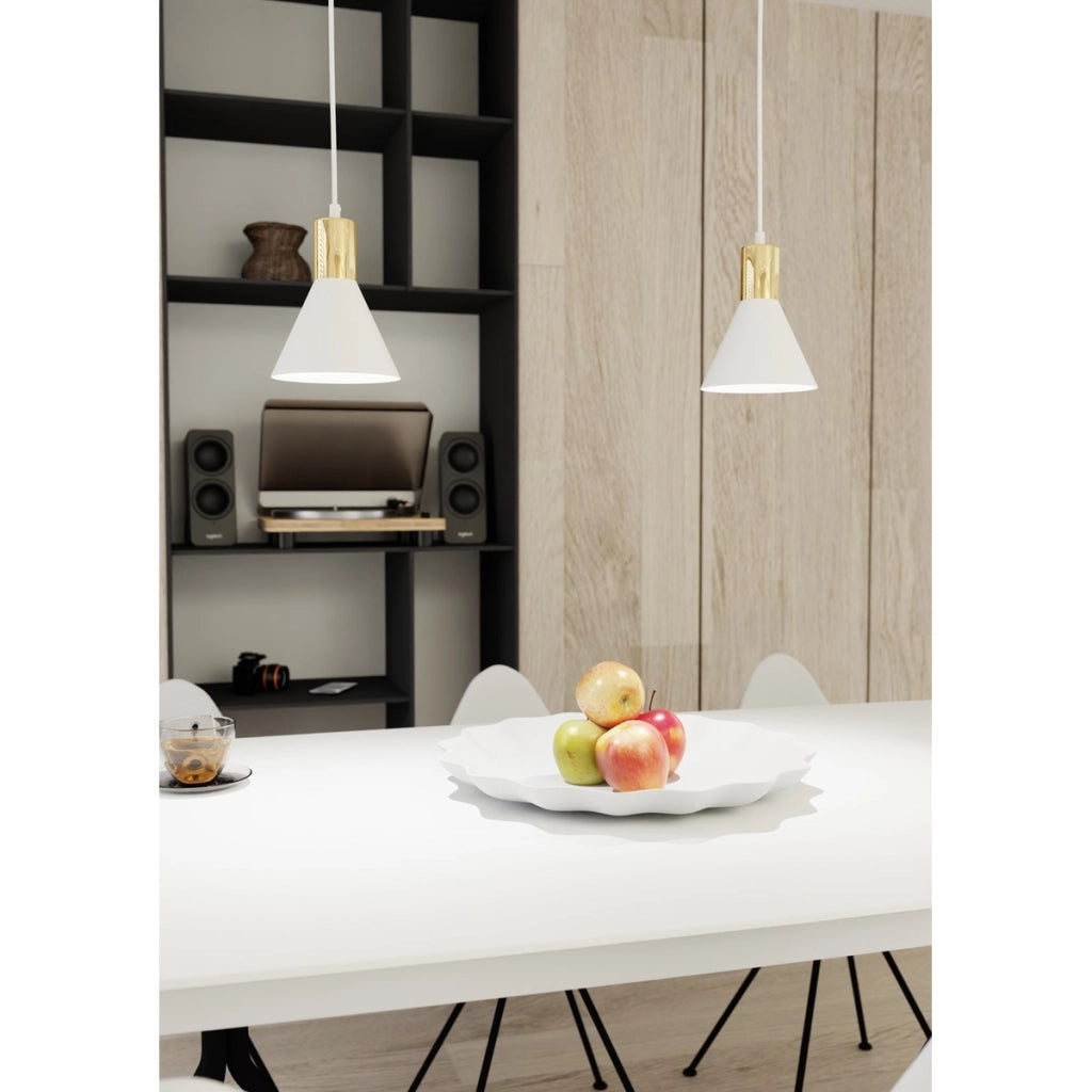 Lampada a sospensione Rosa in acciaio bianco e oro