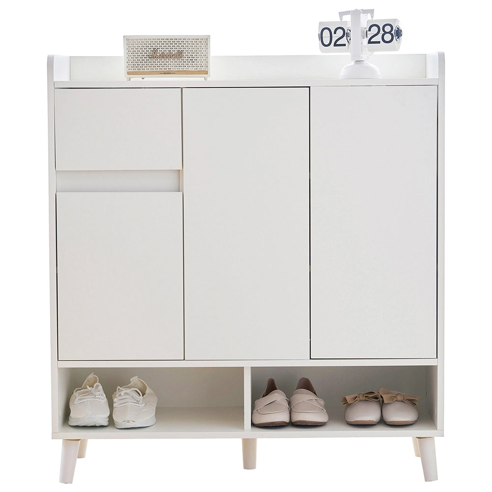 Comodino/Buffet con ripiani regolabili - Xylo - H99xL90xP35 cm - Rangement minimalista con piedi in legno massello