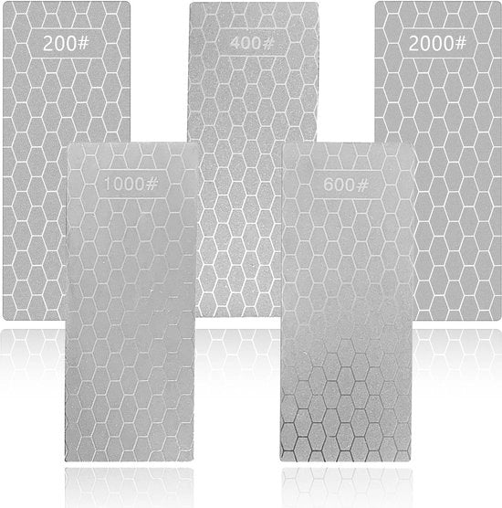 Set di cinque pietre abrasive in diamante, pietra abrasive a forma di api con superficie a mela e base antiscivolo, set di pietre abrasive in diamante da grossolano a fine 200/400/600/1000/2000#