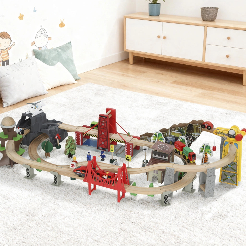 Treno Giocattolo in Legno ¨C zephmum ¨C Naturale 100 Pezzi