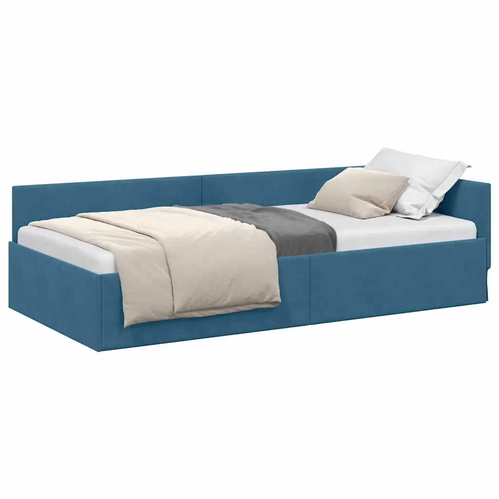 vidaXL Cornice del letto ad angolo Altro con testiera Blu 80 x 200 cm